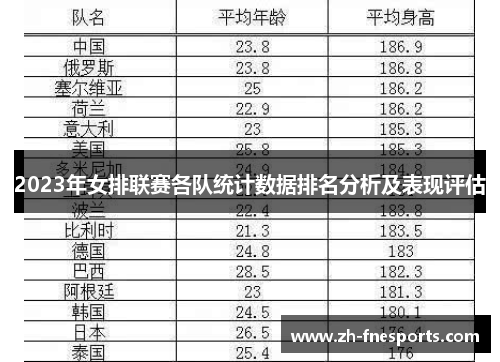 2023年女排联赛各队统计数据排名分析及表现评估